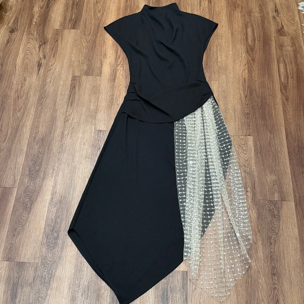 STAUD Effie Dress In Black Stardust - Picture 4 of 8